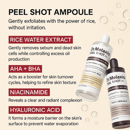 [Official]Peel Shot Glow Rice Ampoule Duo - Serums for Brightening, Exfoliating, and Moisturizing - Suitable for All Skin Types